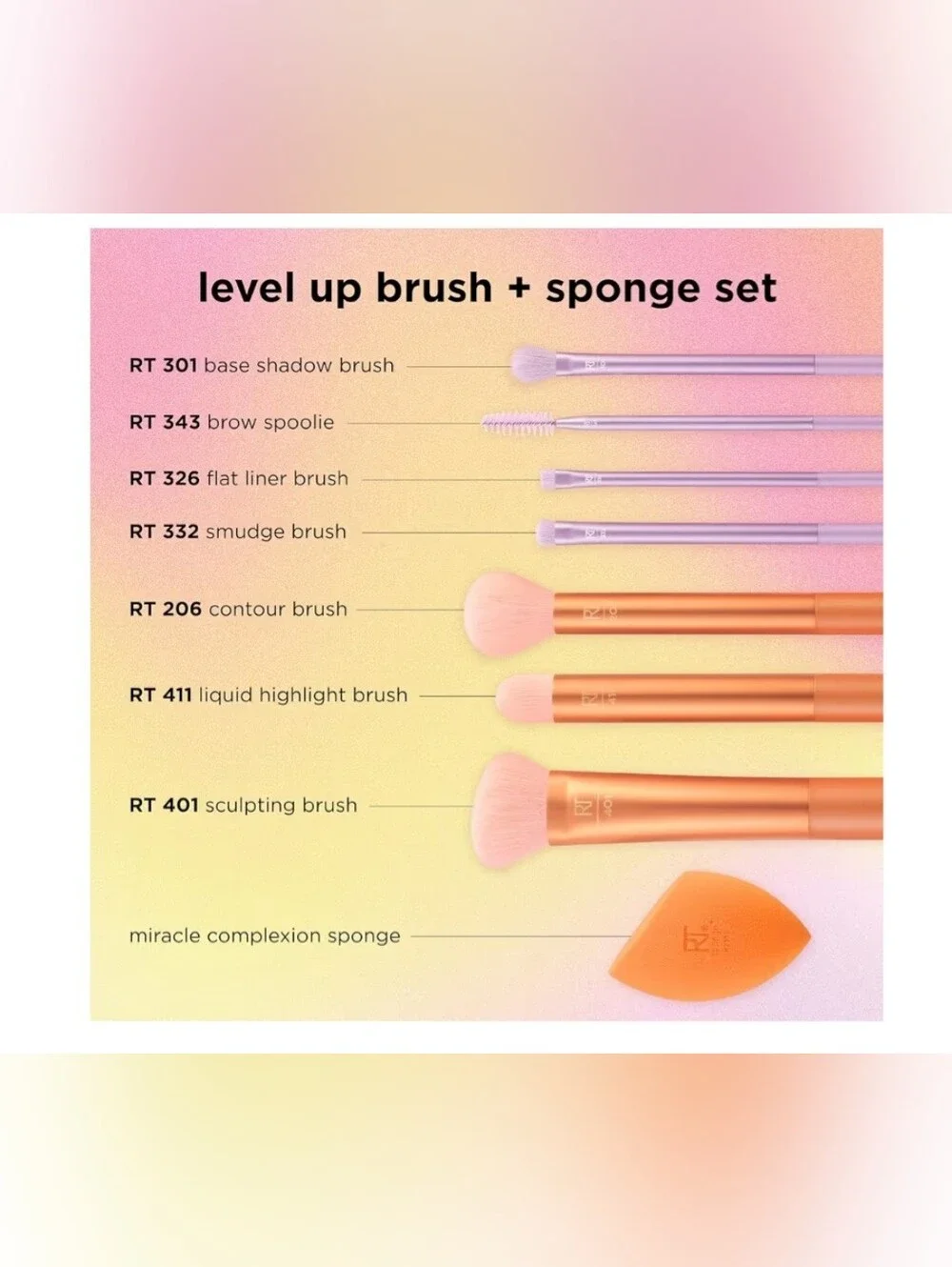 Real Techniques Pink, Rose Gold & Orange Face, Cheek & Eye Brush Set